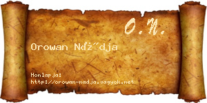 Orowan Nádja névjegykártya